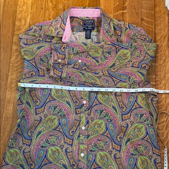 CHAPS no-iron button-down blouse sz. PL - Picture 3 of 6